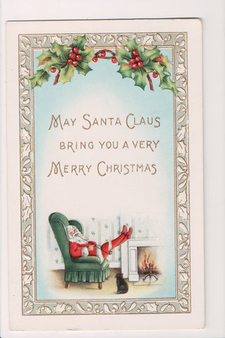Xmas postcard - Christmas - Santa smoking, feet up - sw0109