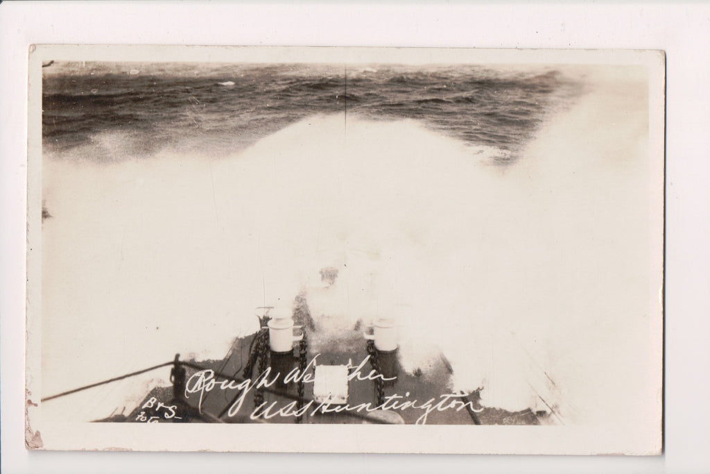 Ship Postcard - HUNTINGTON, USS - Rough Weather RPPC - sw0126