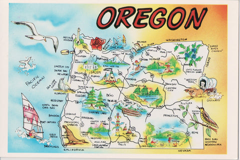 OR, OREGON - STATE MAP continental postcard - sw0134