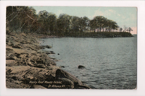 VT, St Albans - Woods Island, Rocky Reef - vintage postcard - sw0323