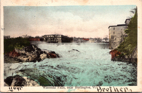 VT, BURLINGTON - Winooski Falls including buildings postcard - sw0324