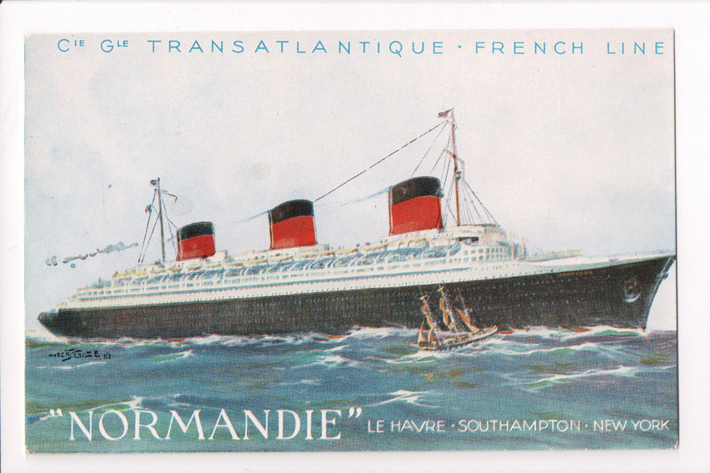 Ship Postcard - NORMANDIE - Cie Gle Transatlantique (original SOLD) A05042