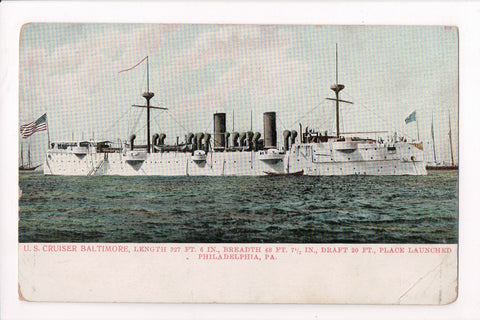 Ship Postcard - BALTIMORE - US Cruiser, with stats - B06548