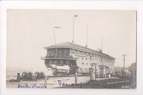 Ship Postcard - VERMONT - Receiving Ship Vermont - RPPC - D0615