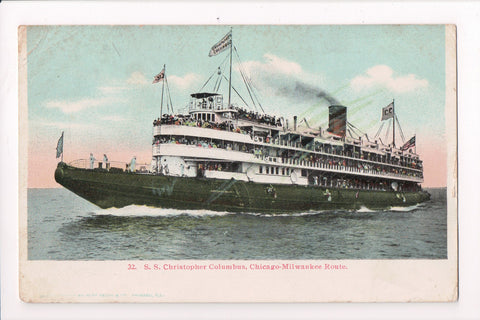 Ship Postcard - CHRISTOPHER COLUMBUS - C T Co flag - F17013