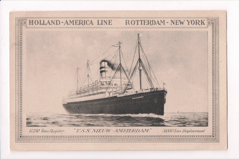 Ship Postcard - NIEUW AMSTERDAM - TSS - Holland-America - F1701