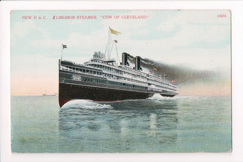 Ship Postcard - CITY OF CLEVELAND - D and C new steamer - F1713