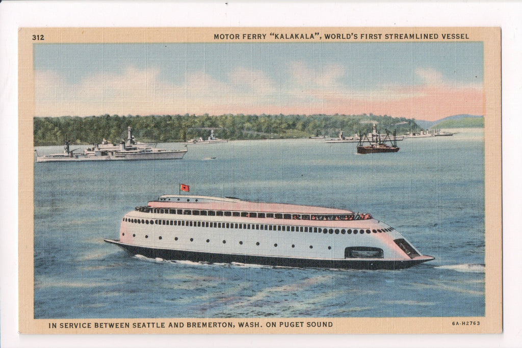Ship Postcard - KALAKALA - MF Kalakala - linen - w04245