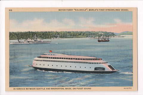 Ship Postcard - KALAKALA - MF Kalakala - linen - w04245