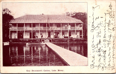 VT, Lake Morey - Guy Densmores Casino closeup - 1907 postcard - T00096