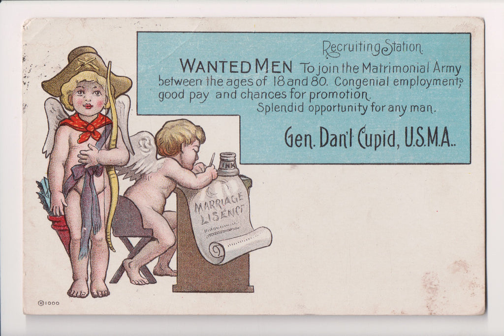 Valentine postcard - Wanted Men - Recruiting Station - T00191