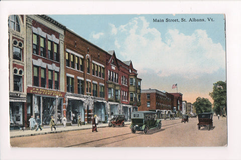 VT, ST ALBANS - Main St - F W Woolworth sign - vintage postcard - T00290
