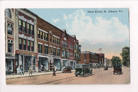 VT, St Albans - Main St - F W Woolworth sign - vintage postcard - T00290