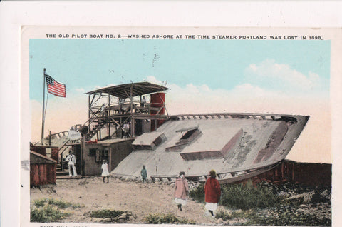 MA, Sand Hill - Pilot Boat No 2 washed ashore in 1898 postcard - T00319