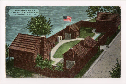 TN, Nashville - Fort Hashborough, @1959 vintage postcard - B17247