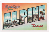 TX, ALPINE - Greetings from, Large Letter postcard - C08588