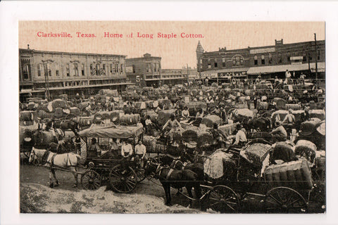 TX, Clarksville - Home of Long Staple Cotton, bunch of wagons etc - SL2708