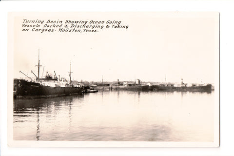 TX, HOUSTON - Turning Basin, Dock - Real Photo Postcard - C17736