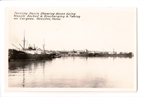 TX, Houston - Turning Basin, Dock - Real Photo Postcard - C17736
