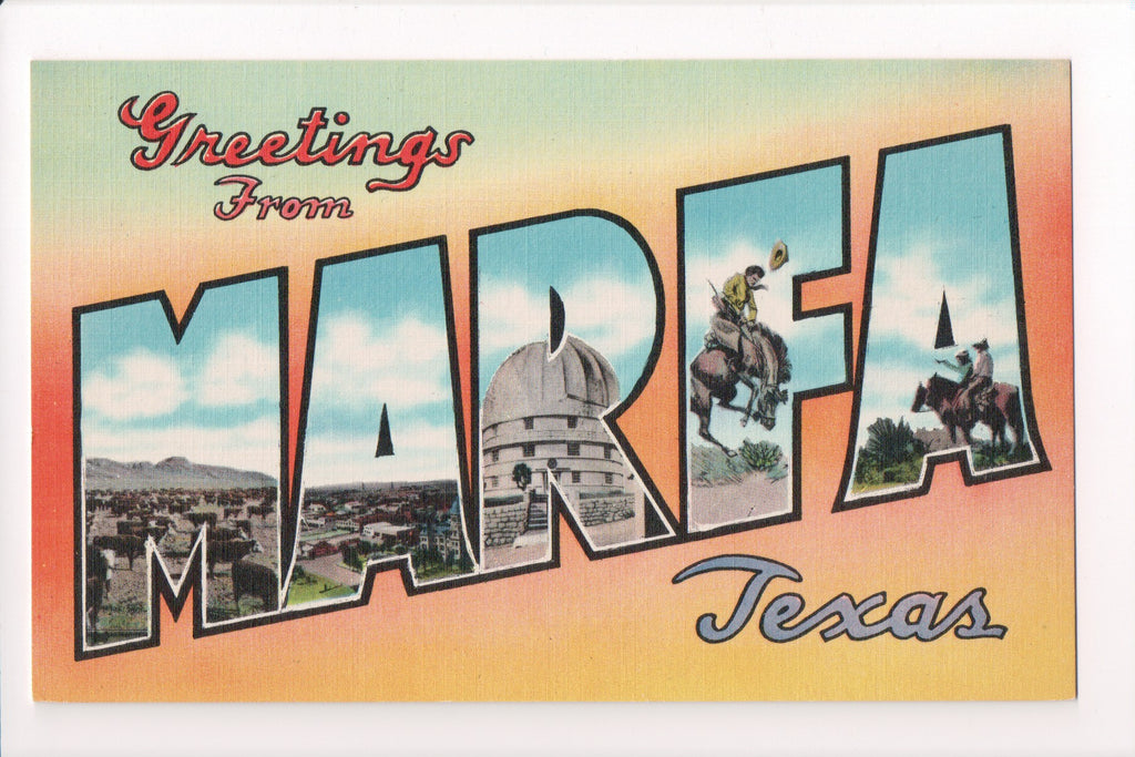 TX, Marfa - Greetings from, Large Letter postcard - C08569