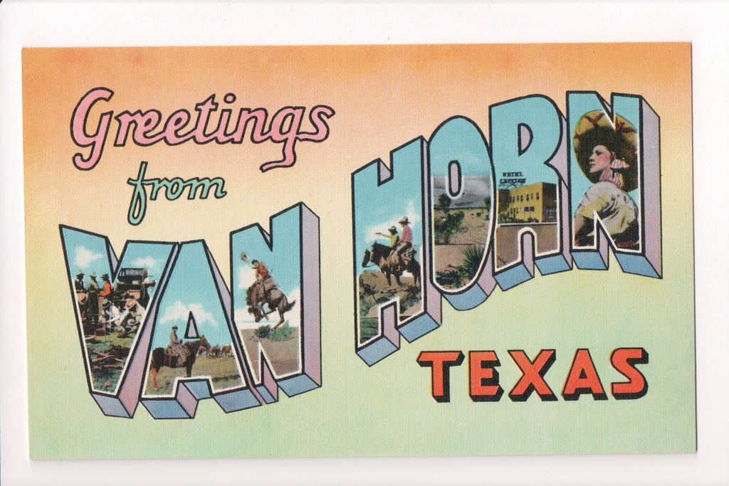 TX, VAN HORN - Greetings from, Large Letter postcard - C08567