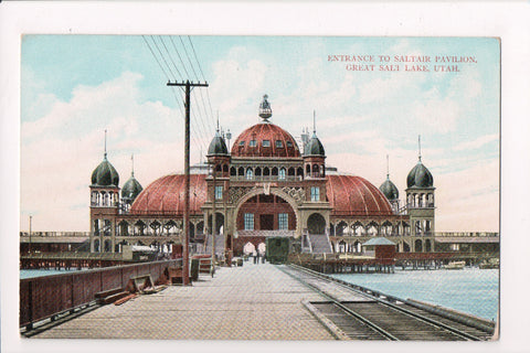 UT, Salt Lake City - Saltair Pavilion Entrance, closeup postcard - A07031