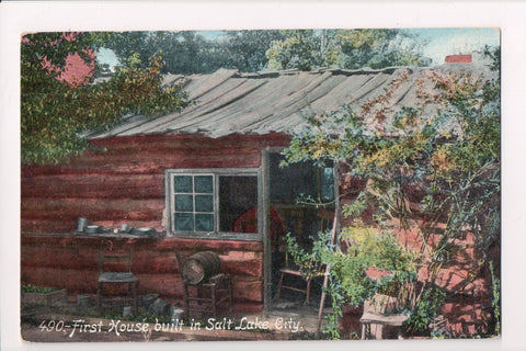 UT, Salt Lake City - First House Built in SLC - vintage postcard - A17346