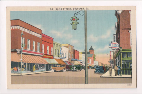 VA, Culpeper - Davis St, @1941 Street Scene postcard - w04105