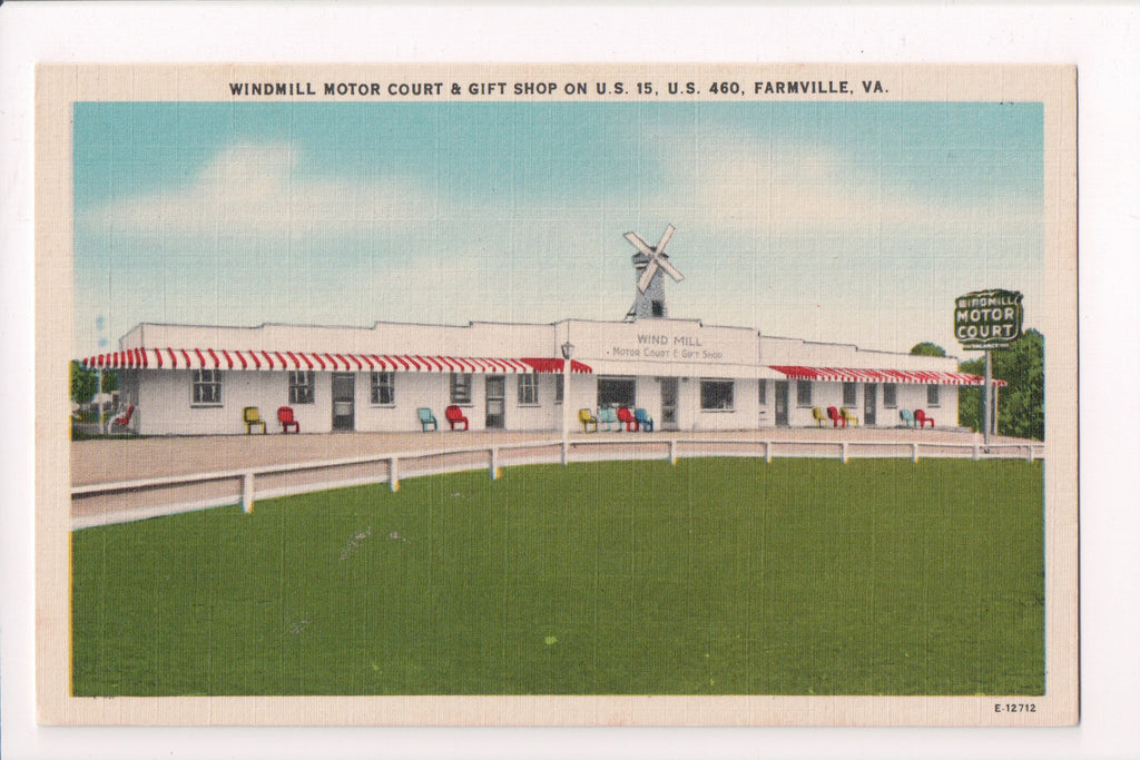 VA, Farmville - Windmill Motor Court and Gift Shop postcard - 800372