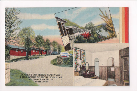 VA, Front Royal - Bowers Riverside Cottages, vintage postcard - D04179