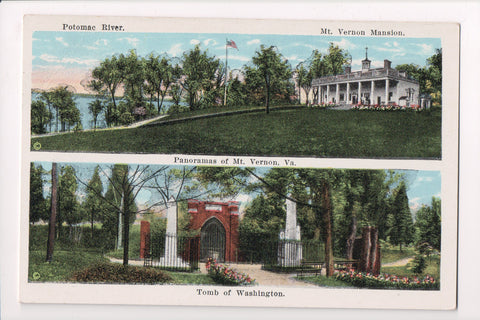 VA, Mt Vernon - multi view of Mansion and Tomb, vintage postcard - S01529
