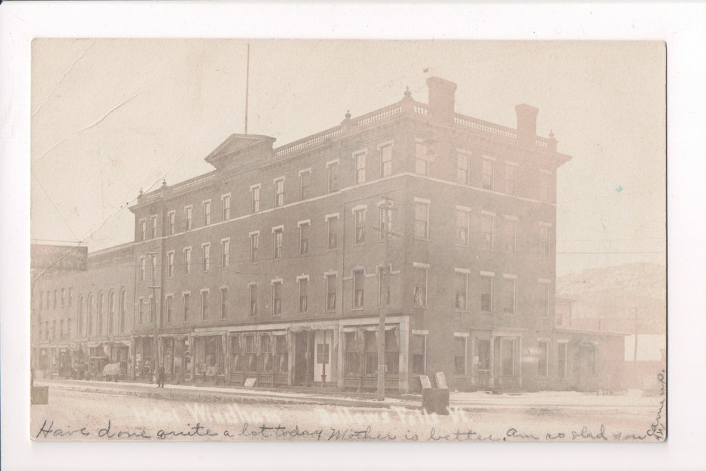 VT, BELLOWS FALLS  - Hotel Windam about 1907 - RPPC - F09027
