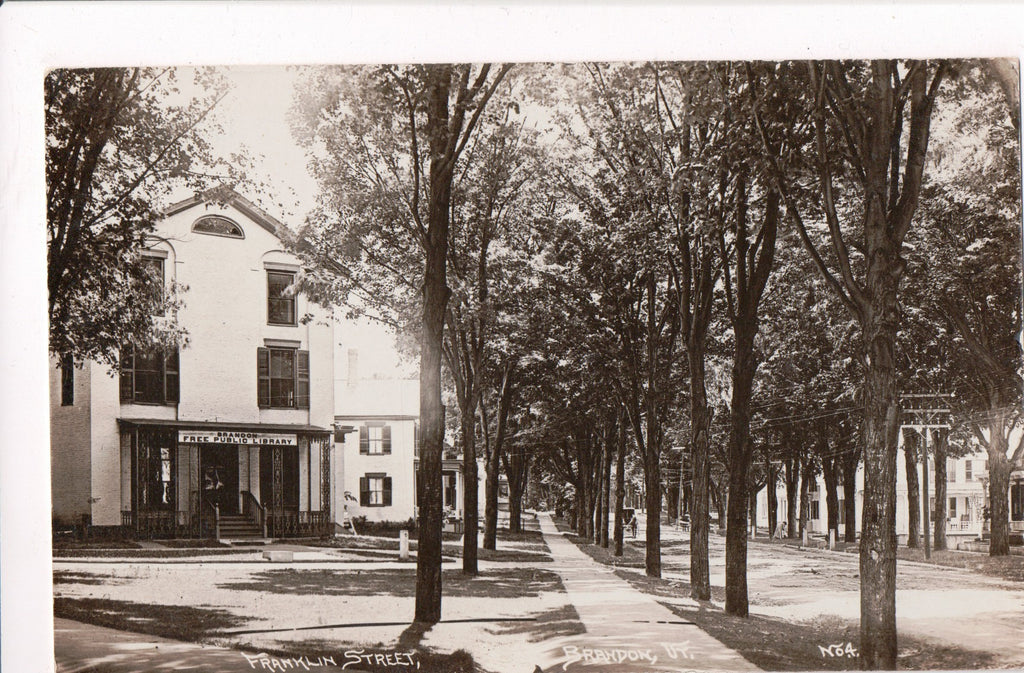 VT, BRANDON - Franklin St, Free Public Library (ONLY Digital Copy Avail) - A10130