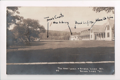 VT, BREAD LOAF - buildings - RPPC - A17461