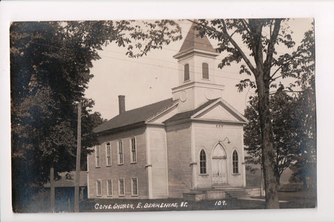 VT, East Berkshire - Congregational Church closeup - Eastern RPPC - 800381