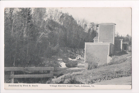 VT, JOHNSON - Electric Light Plant, @1913 Fred B Boyle postcard - A12150