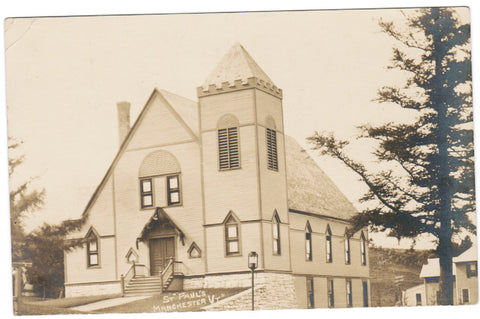 VT, Manchester - St Pauls Church - RPPC - J04066