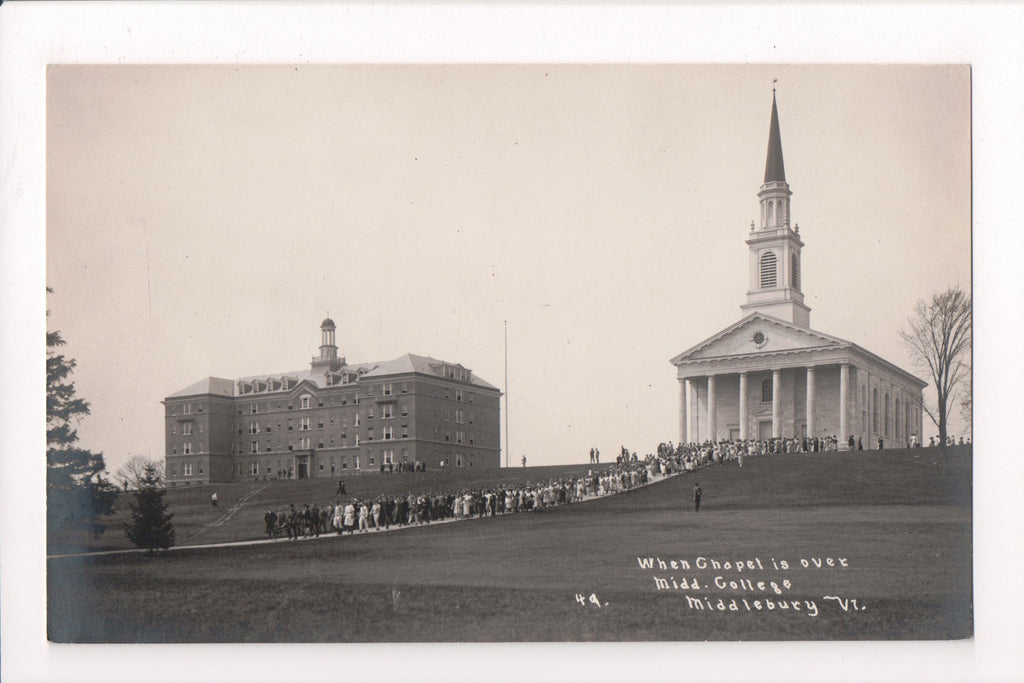 VT, Middlebury - Middlebury College Chapel, people - Gove RPPC - D08021