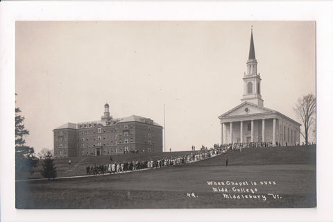 VT, Middlebury - Middlebury College Chapel, people - Gove RPPC - D08021