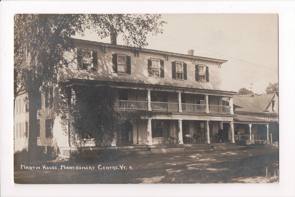 VT, Montgomery - Martin House closeup with Livery - RPPC - D08006