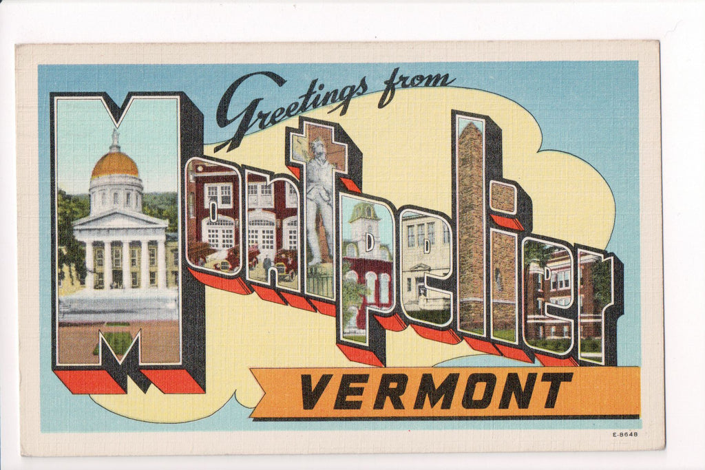 VT, MONTPELIER - Greetings from, Large Letter postcard - C08580