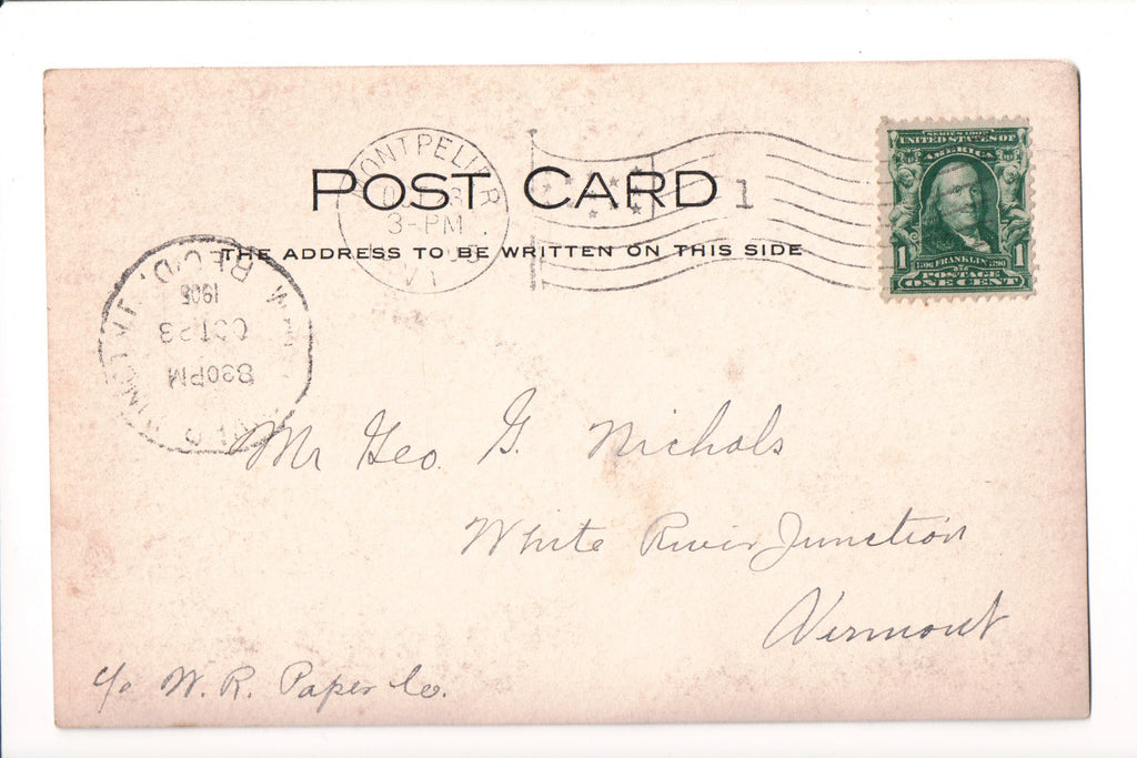 pm FLAG KILLER - VT, Montpelier - 1905 cancel - w01264