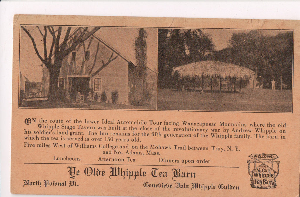 VT, NORTH POWNAL - Ye Olde Whipple Tea Barn @192_ postcard - R00279