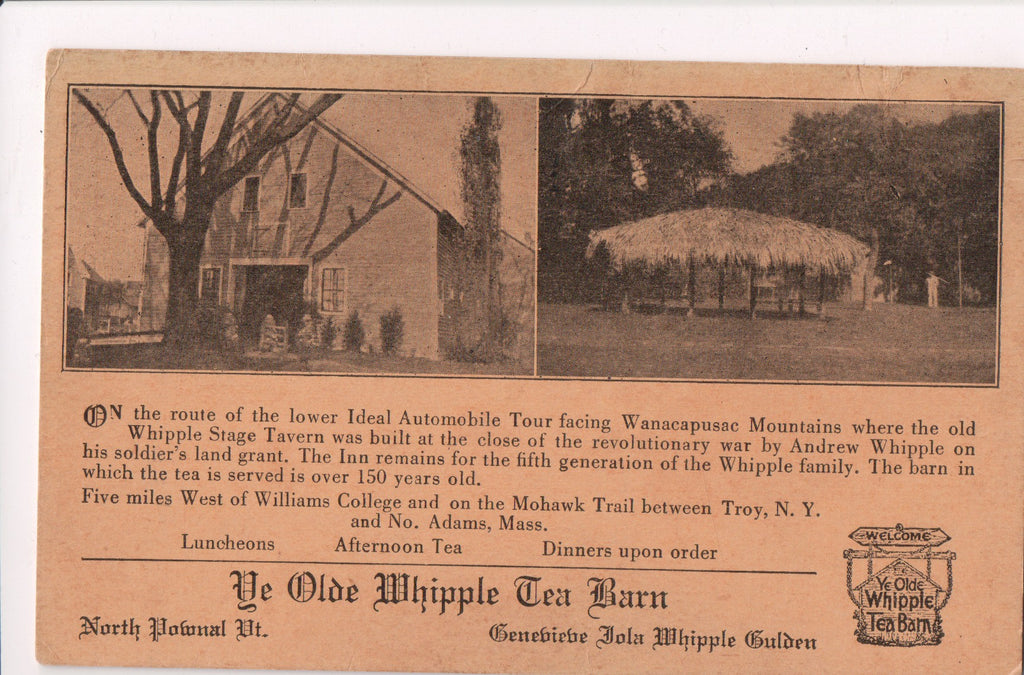 VT, North Pownal - Ye Olde Whipple Tea Barn @192_ postcard - R00279