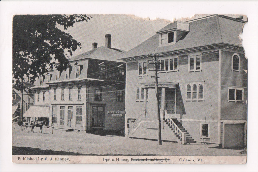 VT, Orleans - Opera House, Bakery sign - z17077 - postcard **DAMAGED / AS IS**