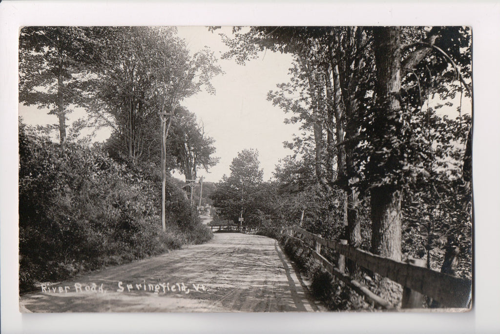 VT, SPRINGFIELD - River Road, transformer up on pole - RPPC - w02793