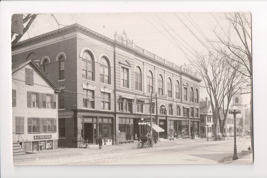 VT, SPRINGFIELD - Bank bldg, PO, AJ Armstrong - RPPC - A10051