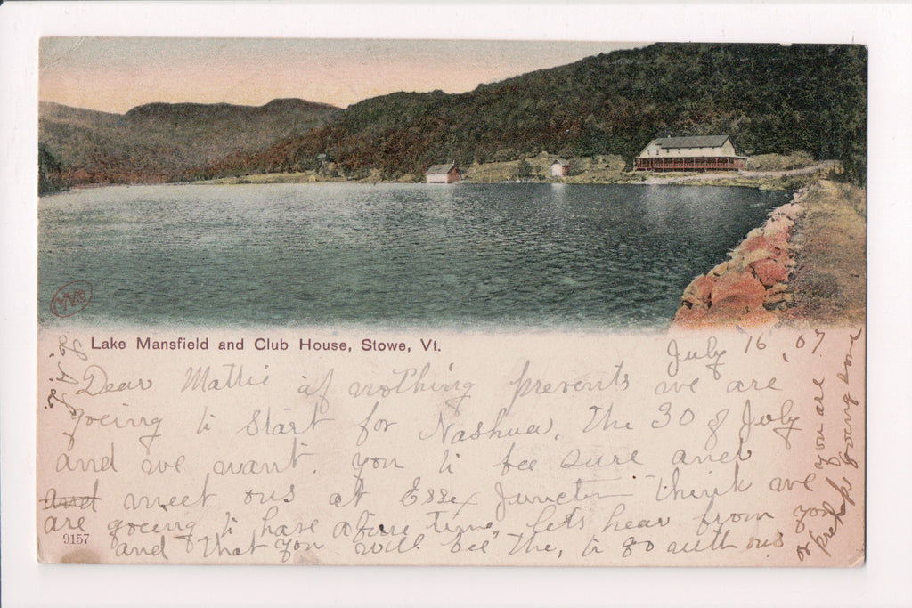 VT, STOWE - Club House, Lake Mansfield, shore line, lake @1907 - cr0066