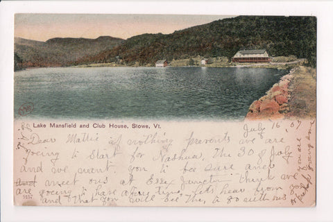 VT, Stowe - Club House, Lake Mansfield, shore line, lake @1907 - cr0066