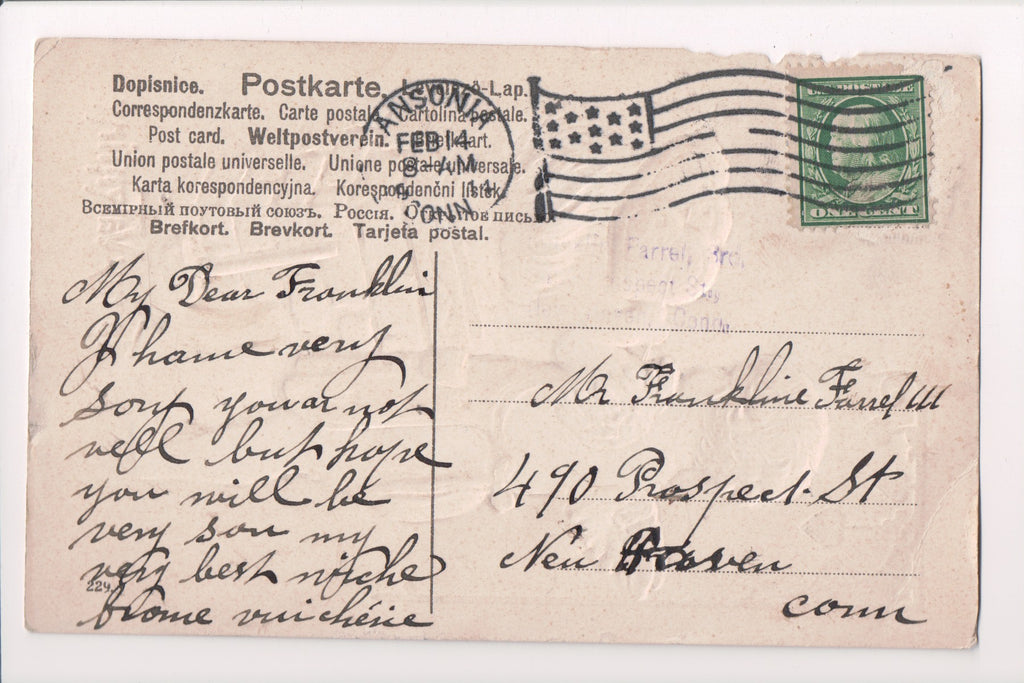 pm FLAG KILLER - CT, Ansonia - 1914 cancel - C06557c